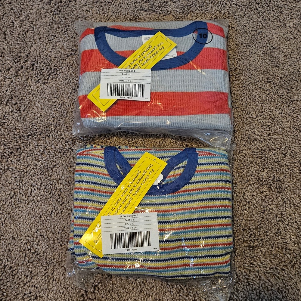 Gymboree Pajama Set Kids Size 10 Lot of 2 Thermal Gymmies NEW Waffle Knit PJ‎